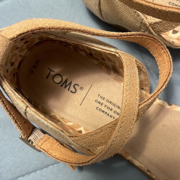 Toms Womens Julie Tan Suede D'Orsays Ankle Strap Pointed Toe Flats Shoes Used - Picture 5 of 10